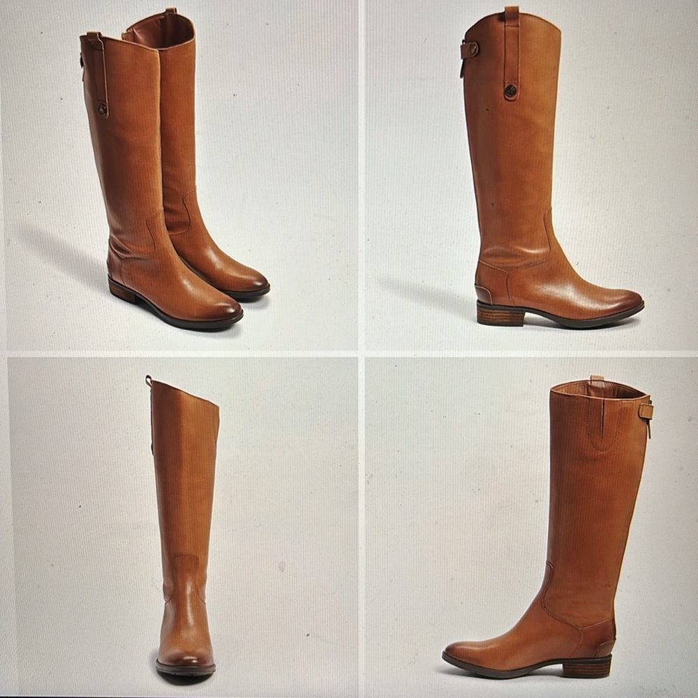Sam Edelman Penny Leather Riding Boots Whiskey Brown Size 8.5